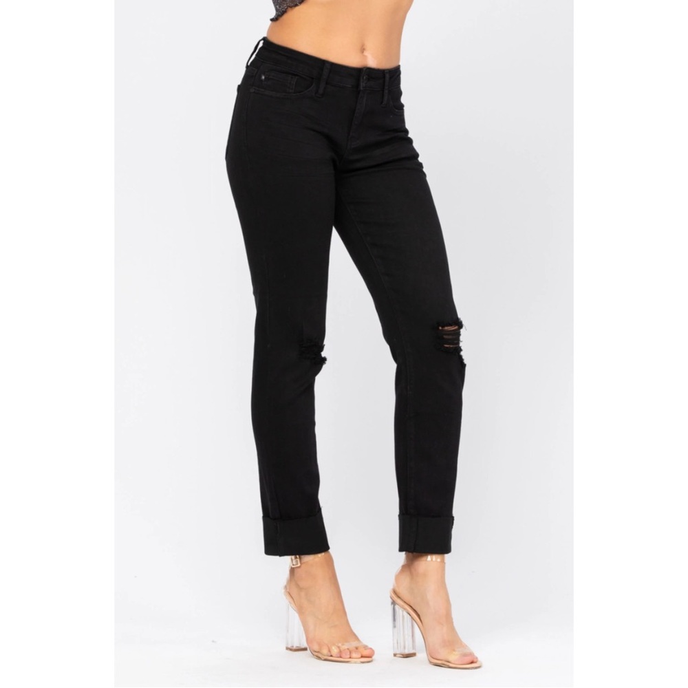 Judy Blue Black Mid-Rise Destroyed Slim Fit Jeans,‎ Womens Sz 5/27